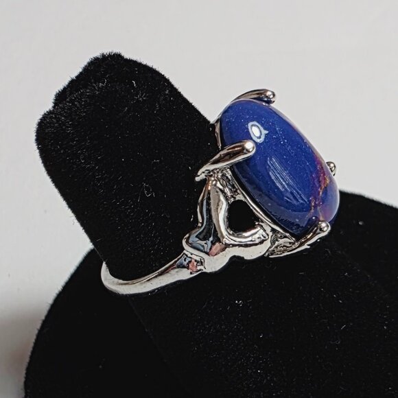 Blue and Copper Stone Statement Ring Silver Tone | EU 16 (US 6) - Picture 3 of 7